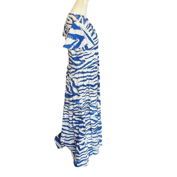 Oliphant Dipsy Midi Dress Blue White Block Print Cotton Resort XS - Picture 6 of 9